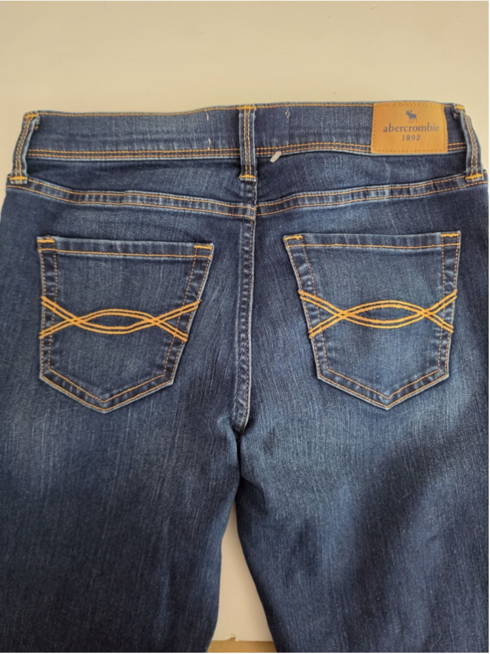 Abercrombie & Fitch Dark Blue Kids Jeans with Yellow Stitching